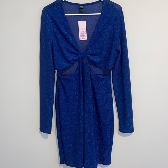 Wild Fable‎ Sparkling Blue Long-Sleeve Dress Size L - Picture 1 of 7